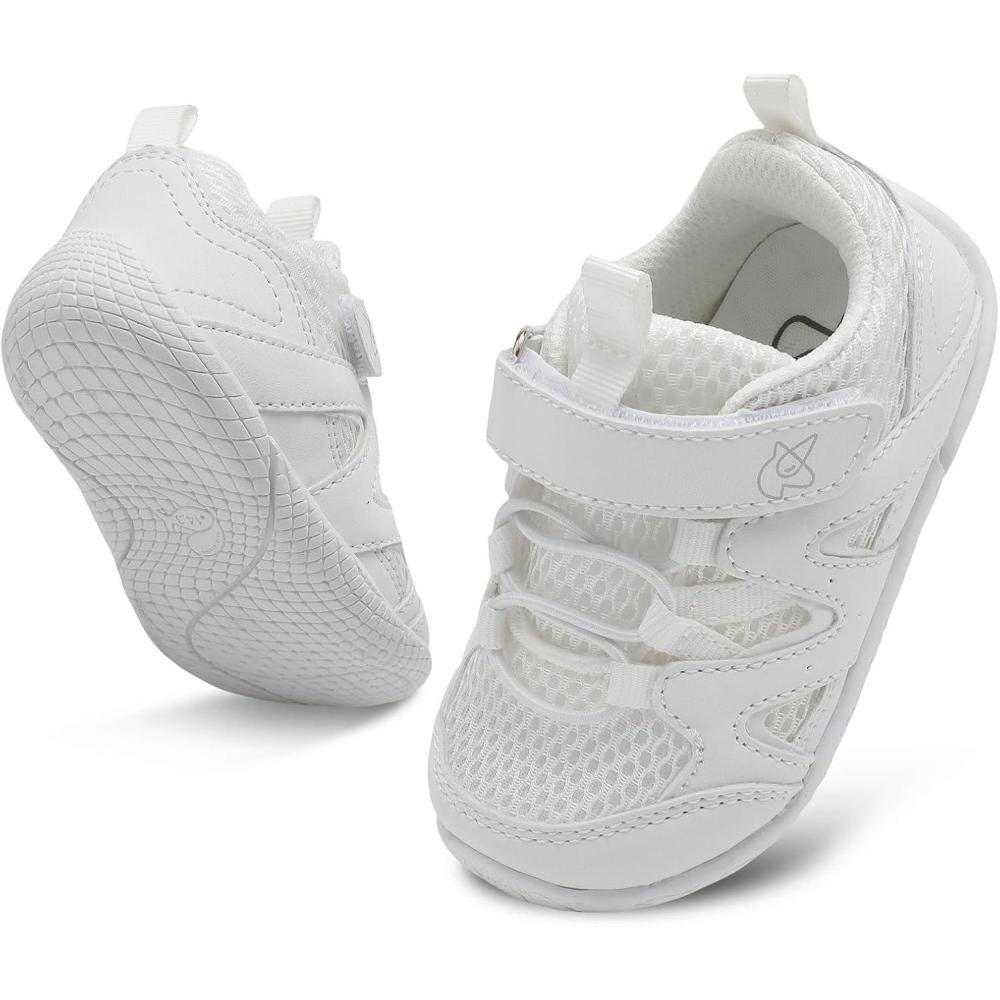 imageLeIsfIt Baby Shoes Boys Girls First Walking Shoes NonSlip Toddler Breathable Sneakers Infant SneakersBwhite