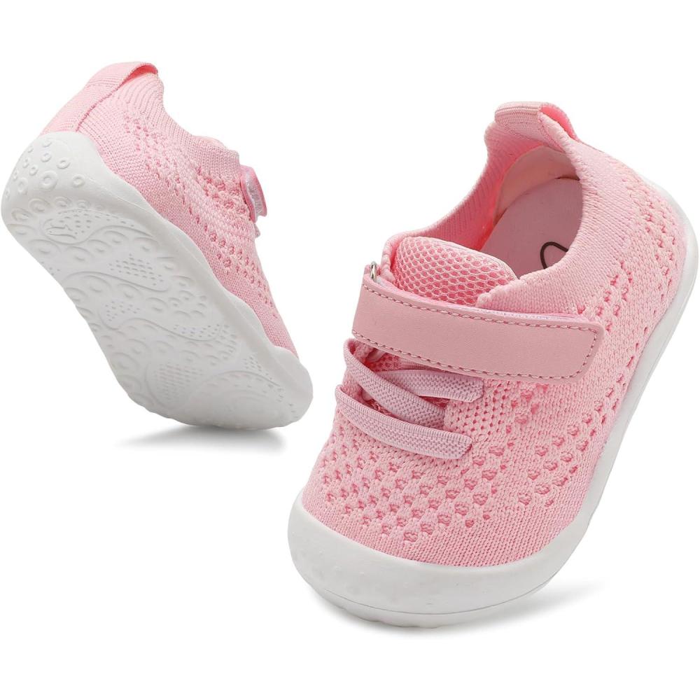 imageLeIsfIt Baby Shoes Girls Boys First Walking Shoes Infant Sneakers Crib Shoes Lightweight NonSlip ShoesBpink