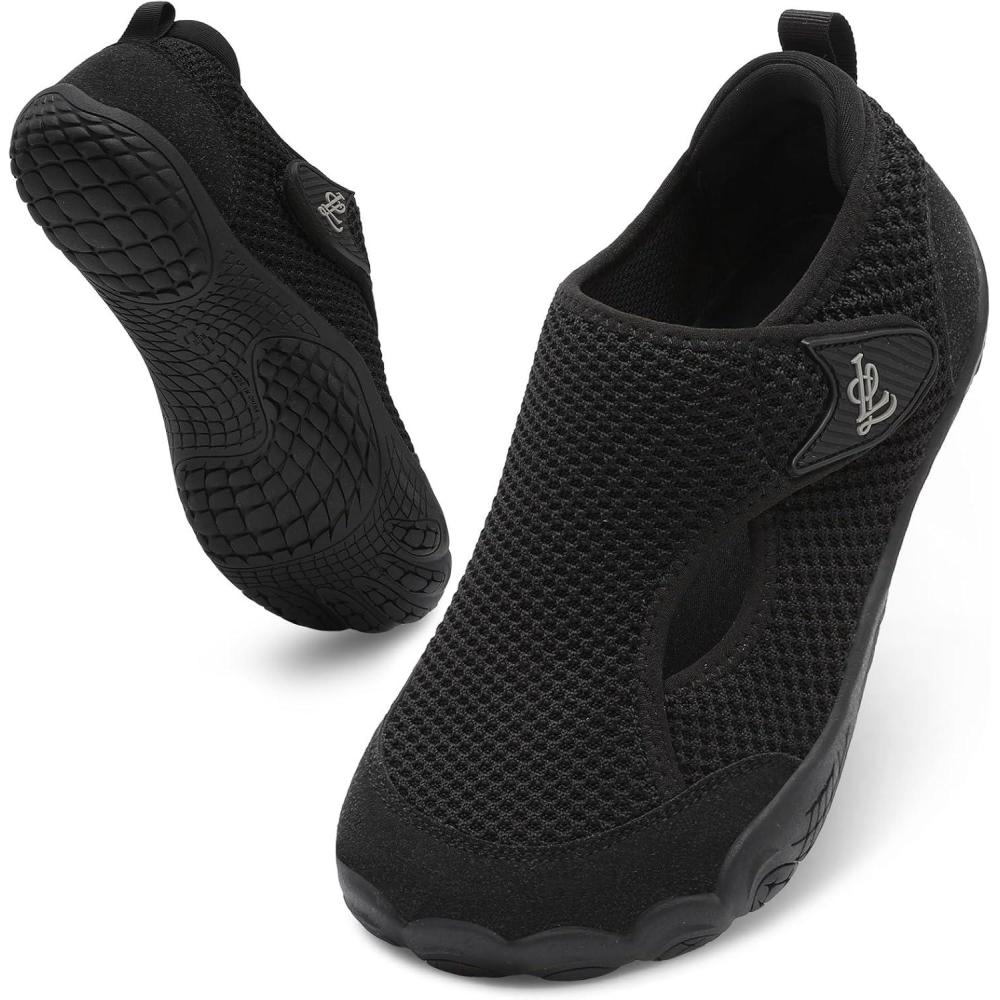 imageLeIsfIt Barefoot Shoes Women ampamp Men Wide Toe Box Minimalist Sneakers NonSlip Lightweight SlipOn Walking Shoes for Indoor Outdoor ampamp Daily UseBlack