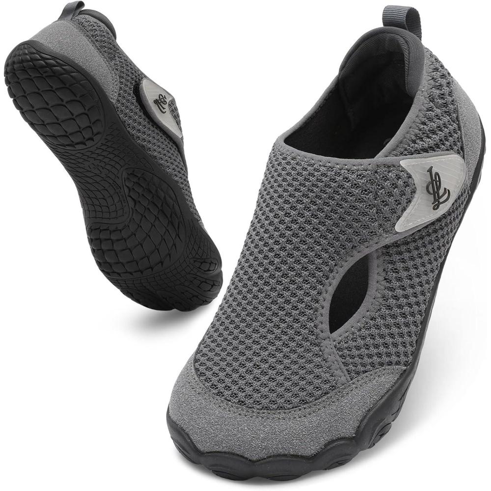 imageLeIsfIt Barefoot Shoes Women ampamp Men Wide Toe Box Minimalist Sneakers NonSlip Lightweight SlipOn Walking Shoes for Indoor Outdoor ampamp Daily UseDark Grey