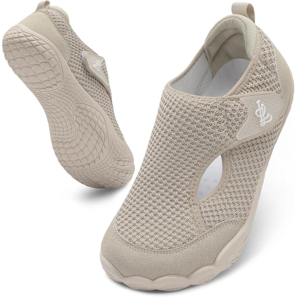 imageLeIsfIt Barefoot Shoes Women ampamp Men Wide Toe Box Minimalist Sneakers NonSlip Lightweight SlipOn Walking Shoes for Indoor Outdoor ampamp Daily UseTaupe