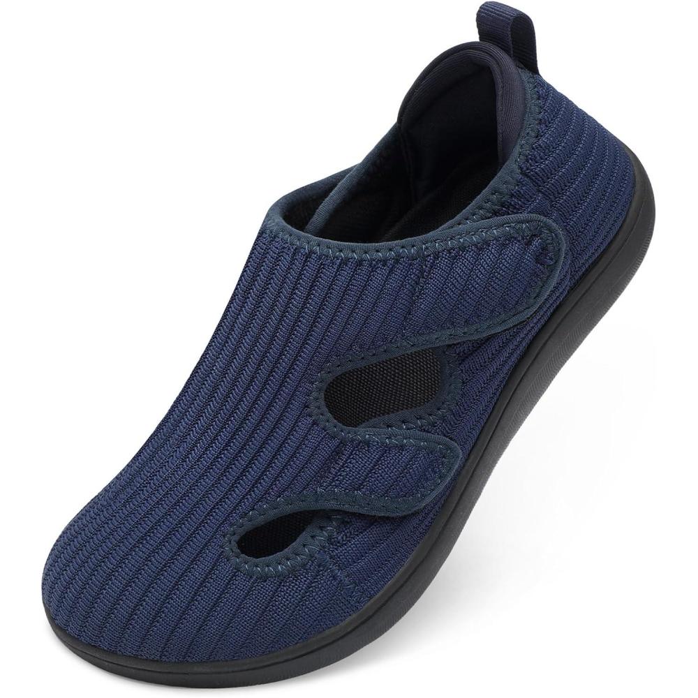 imageLeIsfIt Diabetic Shoes for Women Adjustable Extra Wide Barefoot Walking Shoes for Swollen Arthritis Edema Feet Wide Width Zero Drop SoleNavy