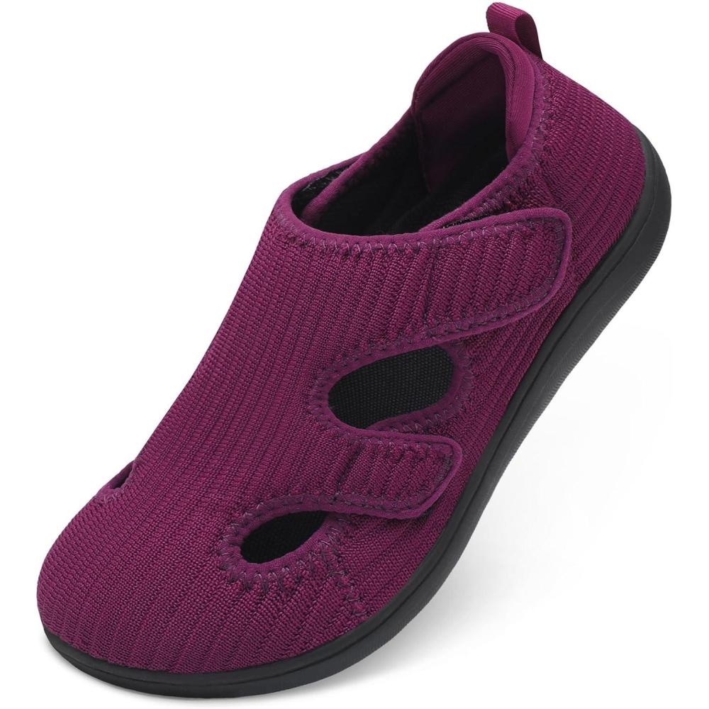 imageLeIsfIt Diabetic Shoes for Women Adjustable Extra Wide Barefoot Walking Shoes for Swollen Arthritis Edema Feet Wide Width Zero Drop SolePurple