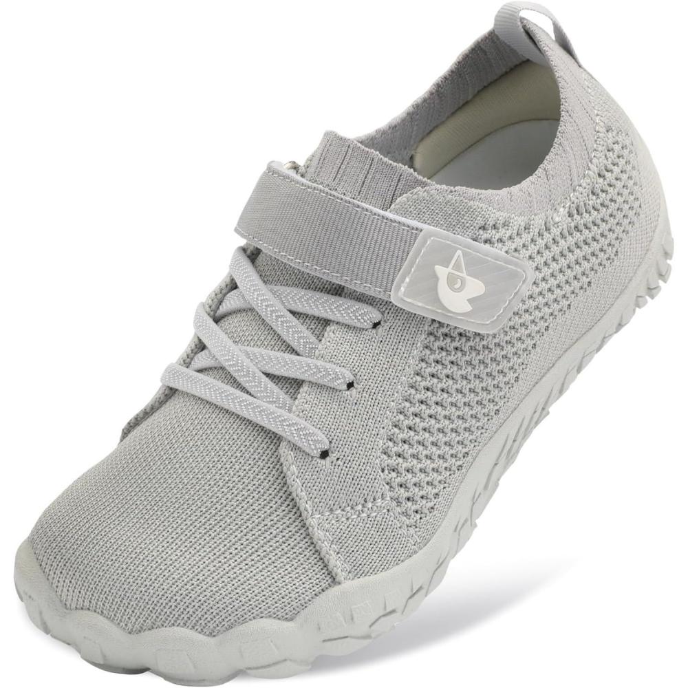 imageLeIsfIt Kids Girls Boys Shoes Wide Barefoot Shoes Kids AntiSlip Sneakers Lightweight Hiking Sneakers for Toddler Little Big KidLight Grey