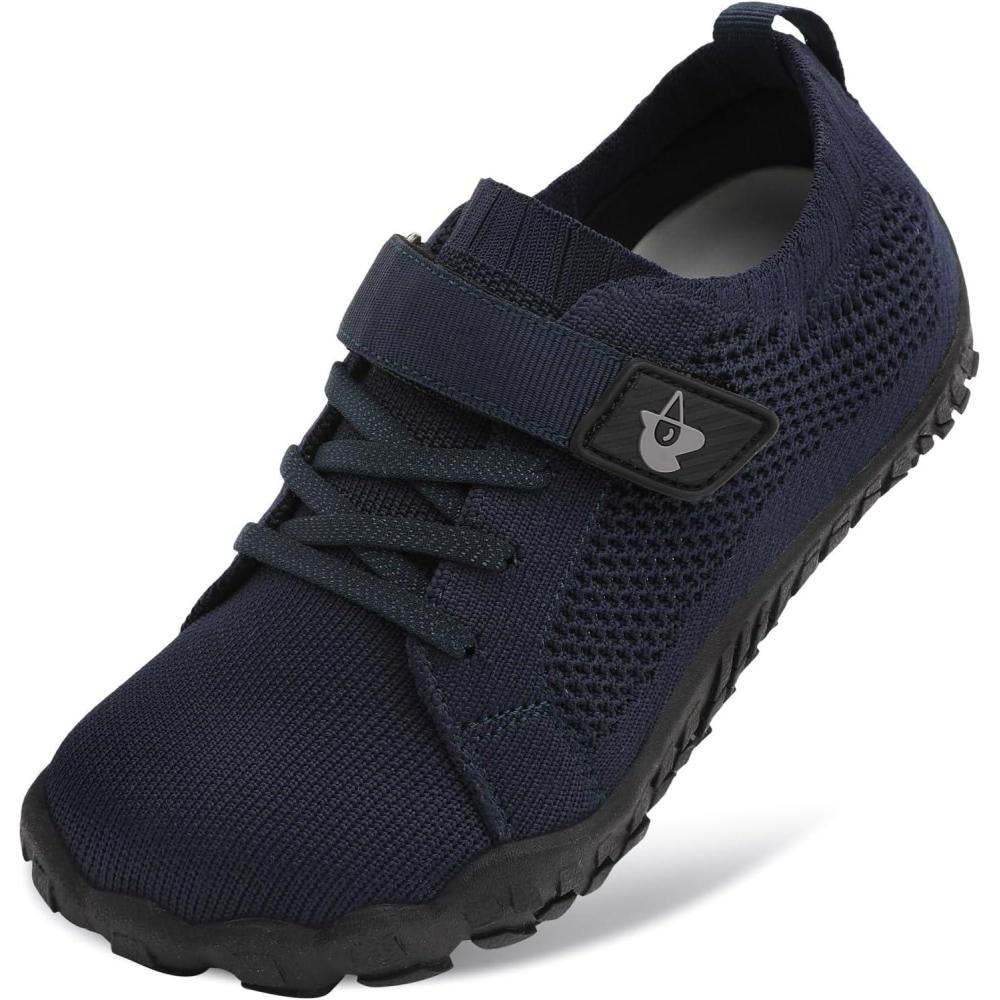 imageLeIsfIt Kids Girls Boys Shoes Wide Barefoot Shoes Kids AntiSlip Sneakers Lightweight Hiking Sneakers for Toddler Little Big KidNavy