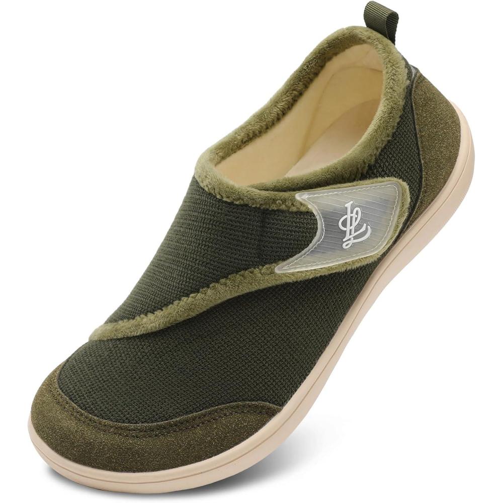 imageLeIsfIt Mens Slippers Wide House Shoes Adjustable Diabetic Shoes Nonslip Arthritis Swollen House Slippers Indoor Outdoor Slipper ShoeDark Green