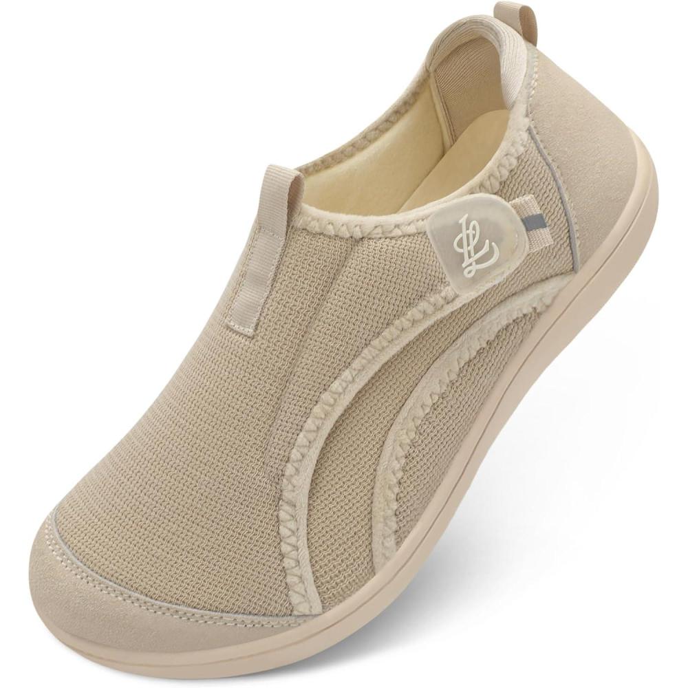 imageLeIsfIt Mens Slippers Wide House Shoes Adjustable Diabetic Slippers Warm Soft House Slipper for Swollen Edema Feet Indoor Outdoor Warm ShoesBeige