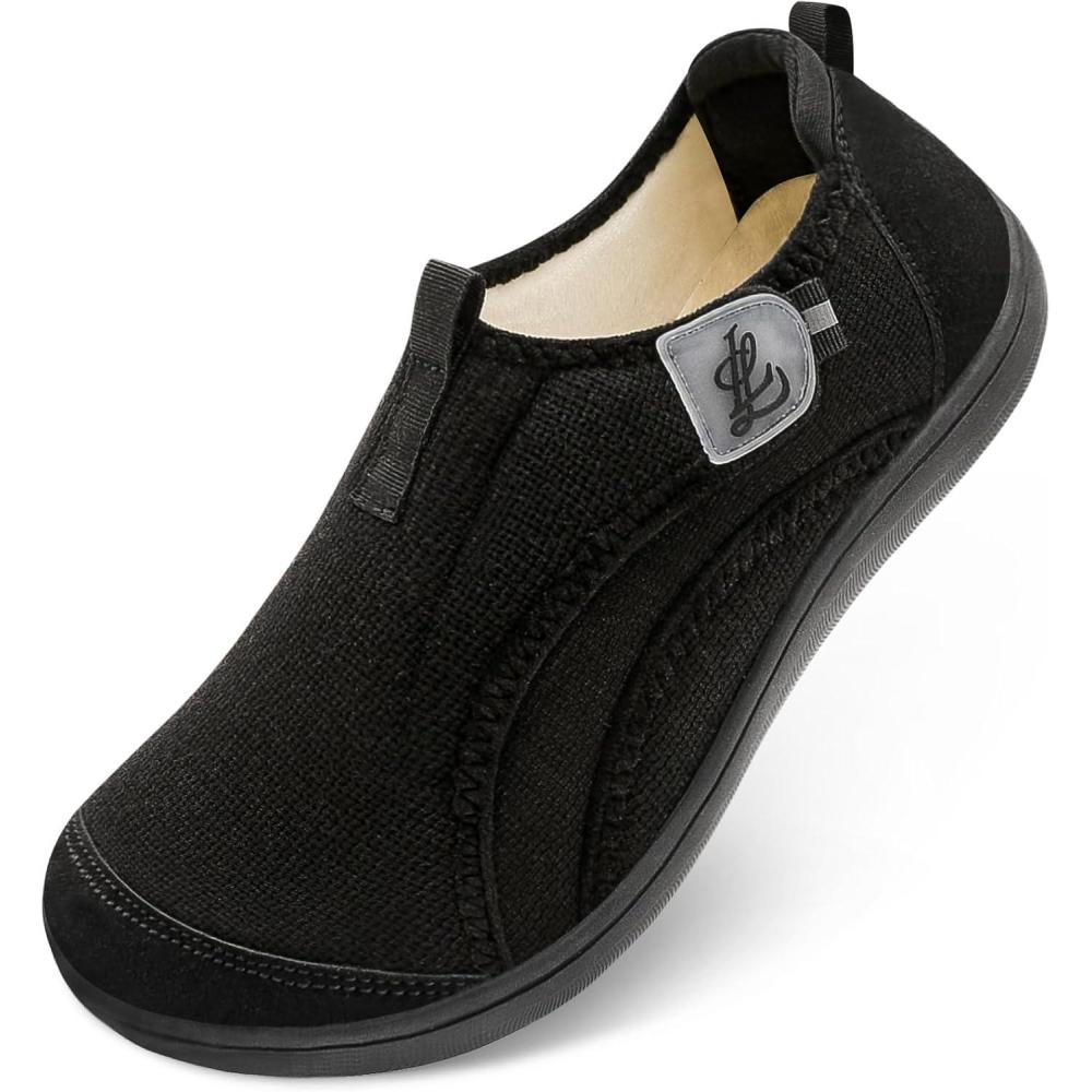 imageLeIsfIt Mens Slippers Wide House Shoes Adjustable Diabetic Slippers Warm Soft House Slipper for Swollen Edema Feet Indoor Outdoor Warm ShoesBlack