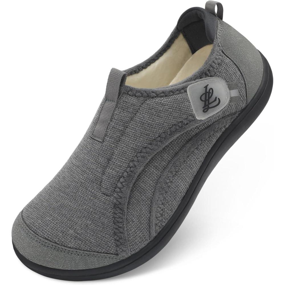 imageLeIsfIt Mens Slippers Wide House Shoes Adjustable Diabetic Slippers Warm Soft House Slipper for Swollen Edema Feet Indoor Outdoor Warm ShoesDarkgrey