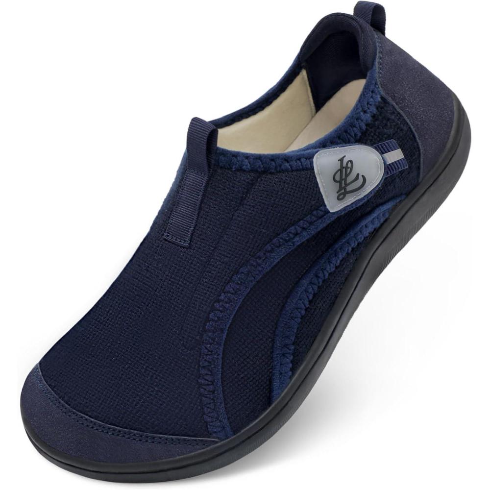 imageLeIsfIt Mens Slippers Wide House Shoes Adjustable Diabetic Slippers Warm Soft House Slipper for Swollen Edema Feet Indoor Outdoor Warm ShoesNavy