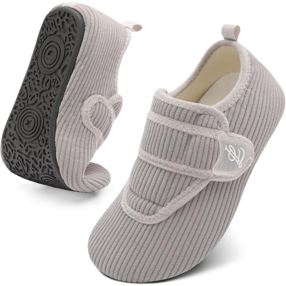 imageLeIsfIt Slippers for Women Men Soft House Slippers Wide Barefoot House Shoes Nonslip Slip on Slipper Shoes Comfy Adjustable for Home Bedroom Travel YogaGrey