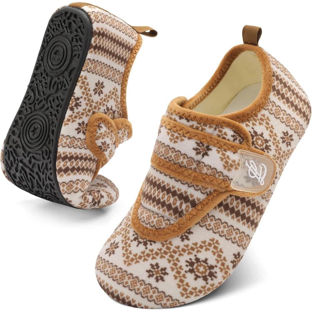 imageLeIsfIt Slippers for Women Men Soft House Slippers Wide Barefoot House Shoes Nonslip Slip on Slipper Shoes Comfy Adjustable for Home Bedroom Travel YogaBrownbohemia