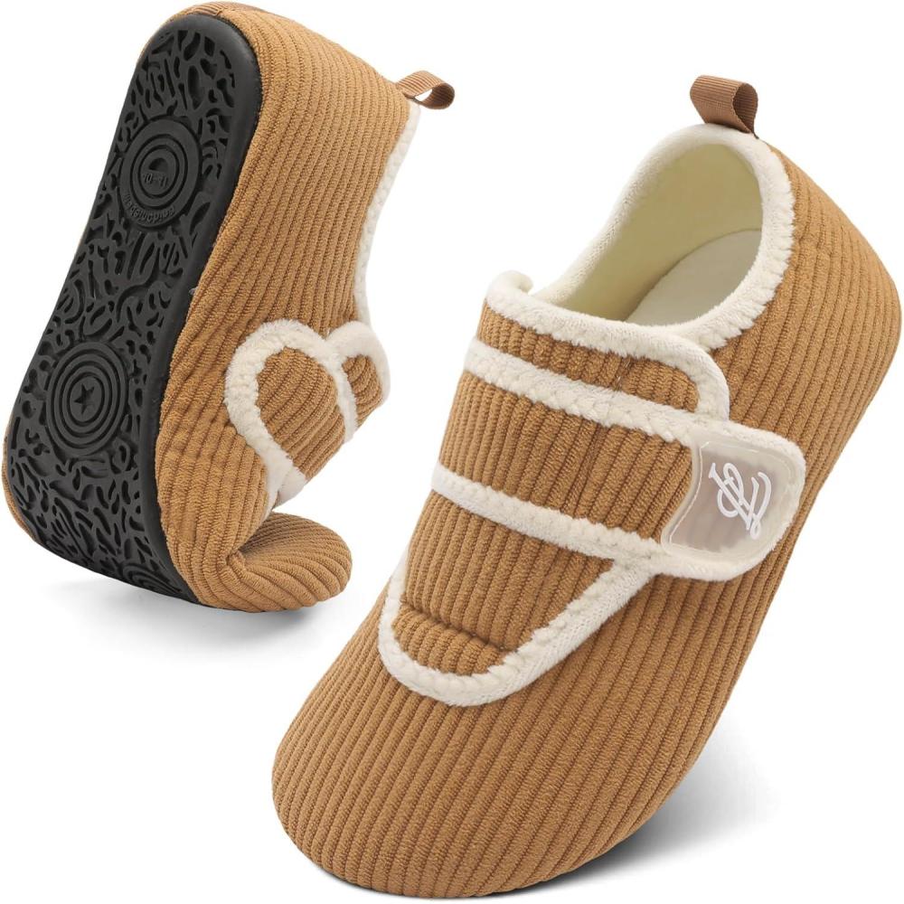 imageLeIsfIt Slippers for Women Men Soft House Slippers Wide Barefoot House Shoes Nonslip Slip on Slipper Shoes Comfy Adjustable for Home Bedroom Travel YogaBrown