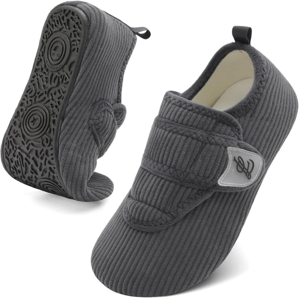 imageLeIsfIt Slippers for Women Men Soft House Slippers Wide Barefoot House Shoes Nonslip Slip on Slipper Shoes Comfy Adjustable for Home Bedroom Travel YogaDarkgrey