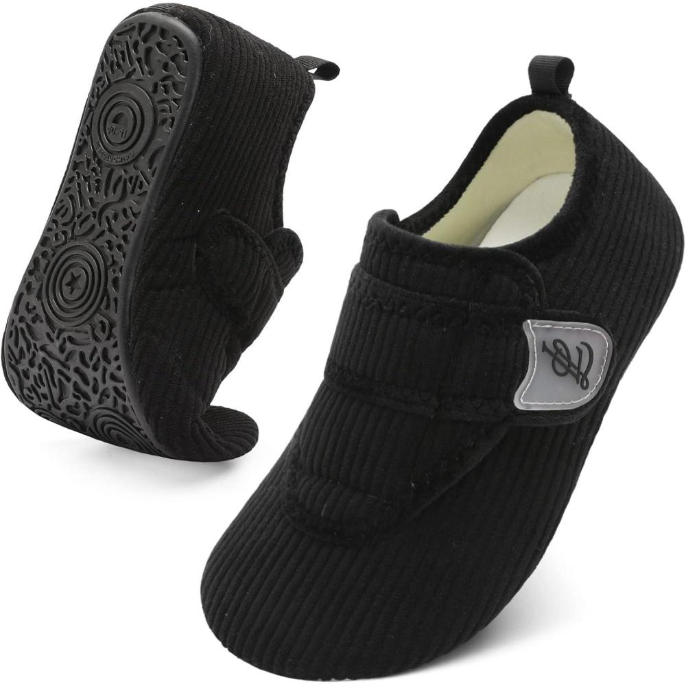 imageLeIsfIt Slippers for Women Men Soft House Slippers Wide Barefoot House Shoes Nonslip Slip on Slipper Shoes Comfy Adjustable for Home Bedroom Travel YogaBlack