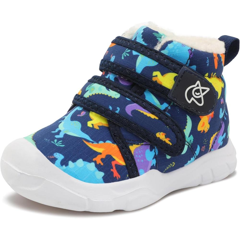 imageLeIsfIt Toddler Boots Girls Boys Warm Winter Boots Cozy Plush Lining Winter Shoes Indoor Outdoor Faux Fur BootiesBluedinosaur