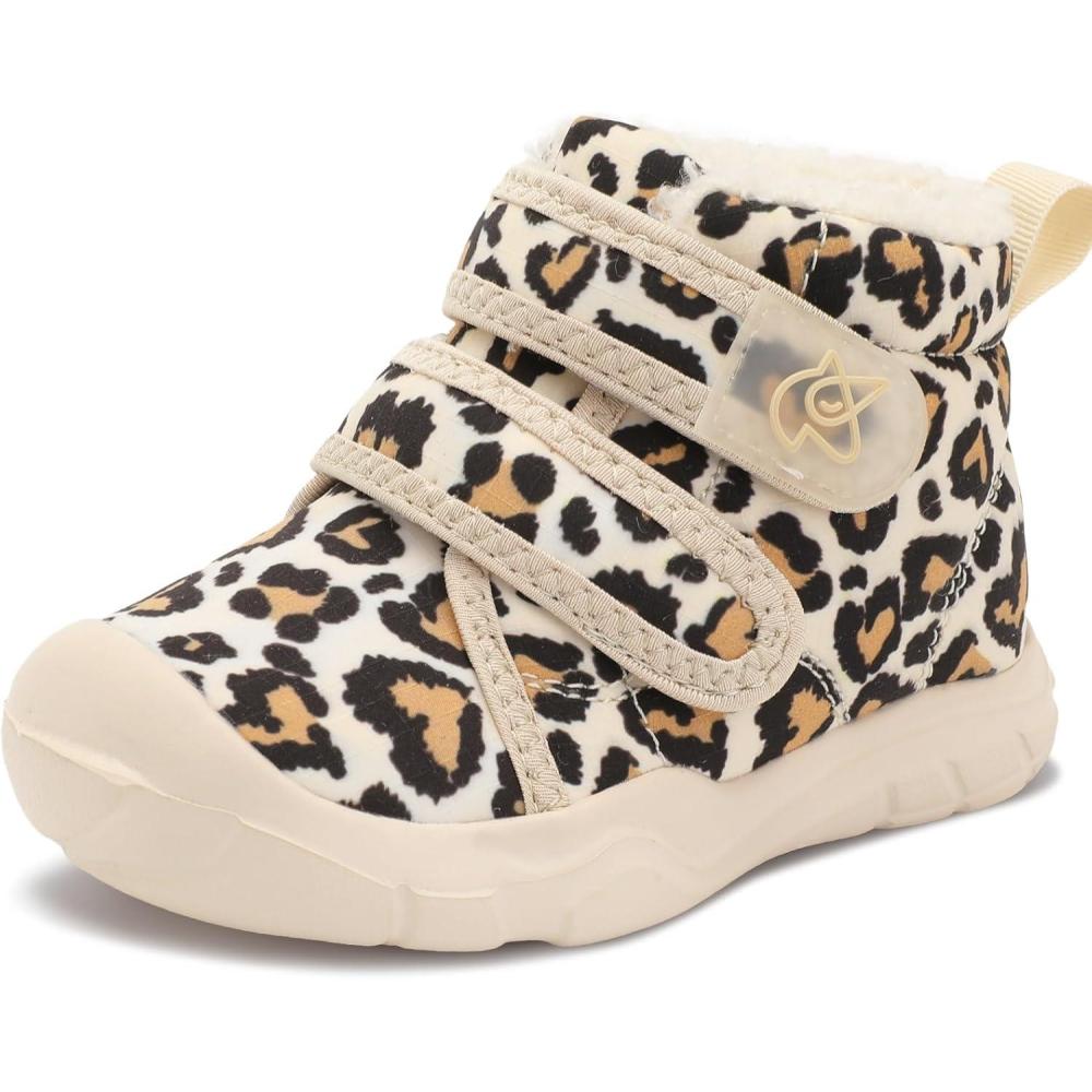 imageLeIsfIt Toddler Boots Girls Boys Warm Winter Boots Cozy Plush Lining Winter Shoes Indoor Outdoor Faux Fur BootiesLeopard