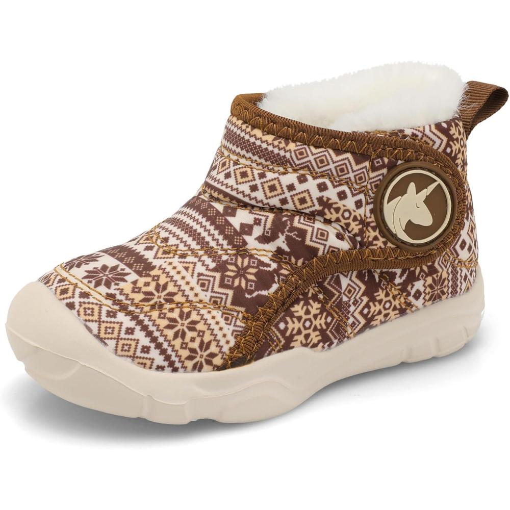 imageLeIsfIt Toddler Boots Girls Boys Wide Winter Boots Cozy Fleece Winter Shoes Indoor Outdoor Warm ShoesBrownbohemian