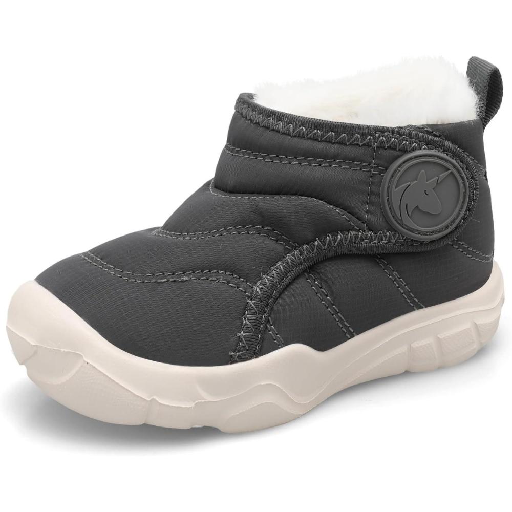 imageLeIsfIt Toddler Boots Girls Boys Wide Winter Boots Cozy Fleece Winter Shoes Indoor Outdoor Warm ShoesDark Grey