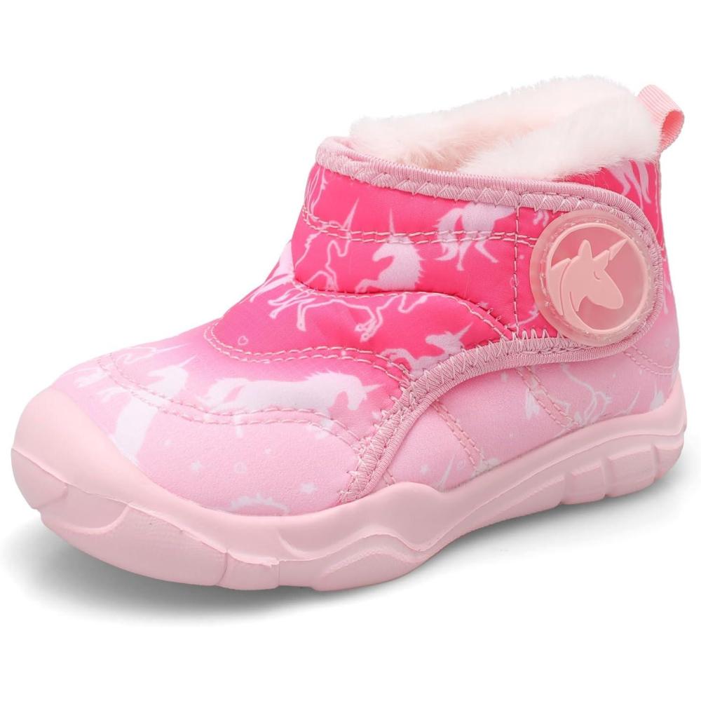 imageLeIsfIt Toddler Boots Girls Boys Wide Winter Boots Cozy Fleece Winter Shoes Indoor Outdoor Warm ShoesGradient Pink