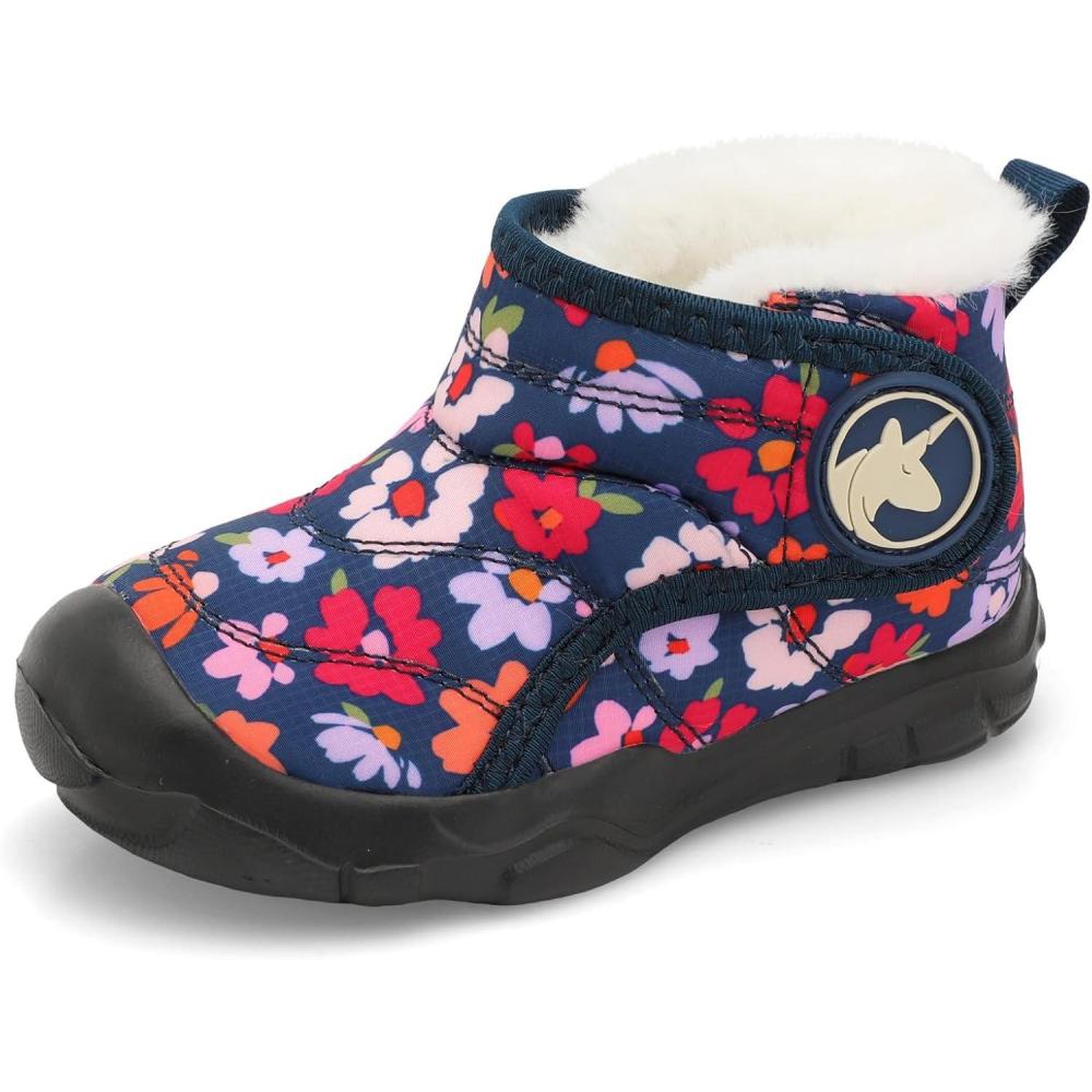 imageLeIsfIt Toddler Boots Girls Boys Wide Winter Boots Cozy Fleece Winter Shoes Indoor Outdoor Warm ShoesPurpleflower