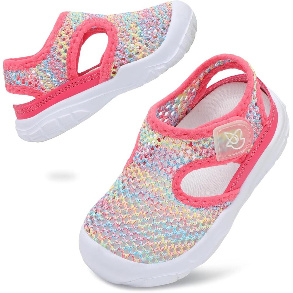 imageLeIsfIt Toddler Sandals Boys Girls Wide Sandals Kids Water Sandal Shoes Lightweight Barefoot Summer Shoes for Beach SwimAcolor