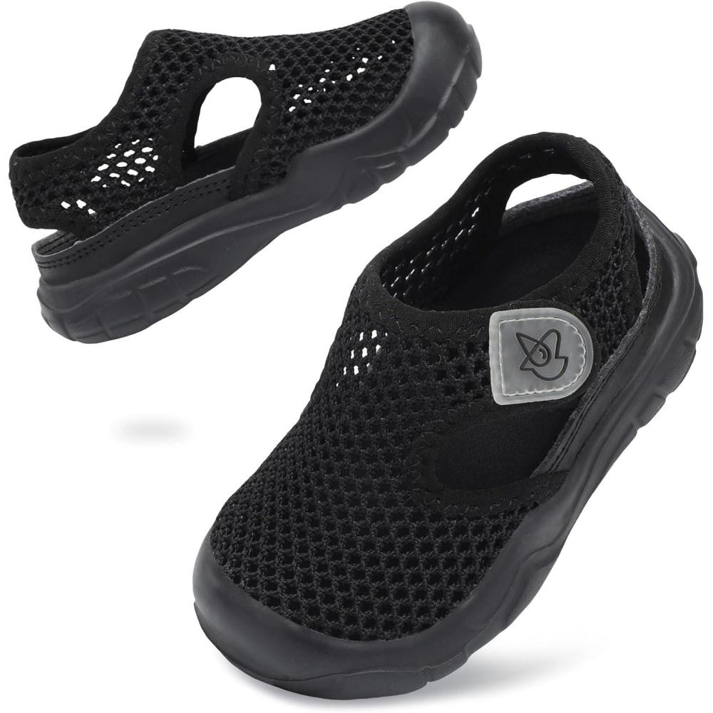 imageLeIsfIt Toddler Sandals Boys Girls Wide Sandals Kids Water Sandal Shoes Lightweight Barefoot Summer Shoes for Beach SwimBlack