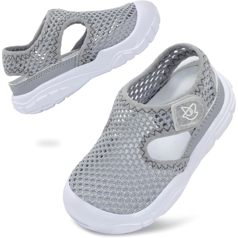 imageLeIsfIt Toddler Sandals Boys Girls Wide Sandals Kids Water Sandal Shoes Lightweight Barefoot Summer Shoes for Beach SwimGrey