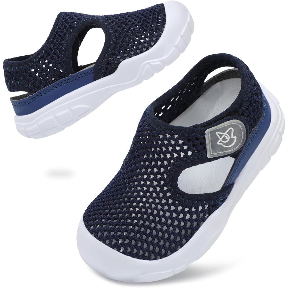 imageLeIsfIt Toddler Sandals Boys Girls Wide Sandals Kids Water Sandal Shoes Lightweight Barefoot Summer Shoes for Beach SwimNavy