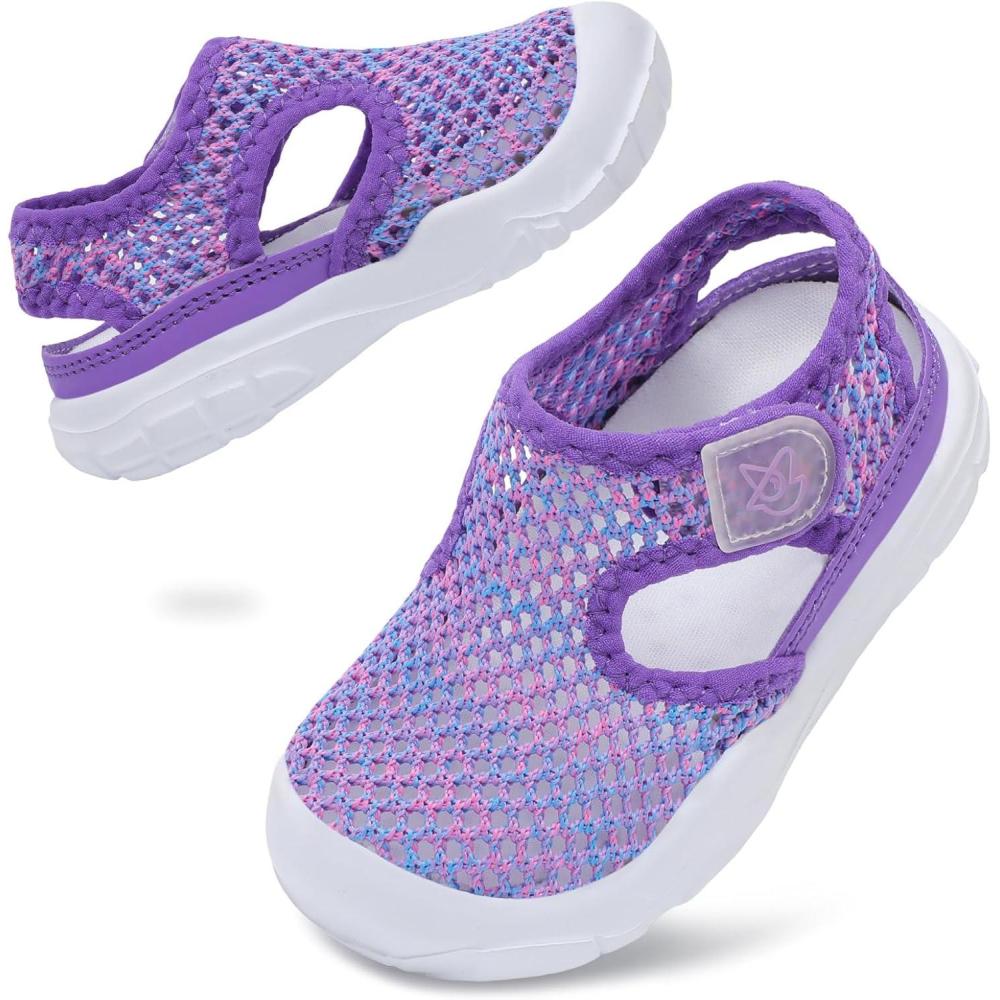 imageLeIsfIt Toddler Sandals Boys Girls Wide Sandals Kids Water Sandal Shoes Lightweight Barefoot Summer Shoes for Beach SwimPurple