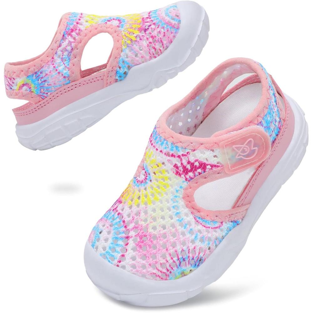 imageLeIsfIt Toddler Sandals Boys Girls Wide Sandals Kids Water Sandal Shoes Lightweight Barefoot Summer Shoes for Beach SwimTiedye