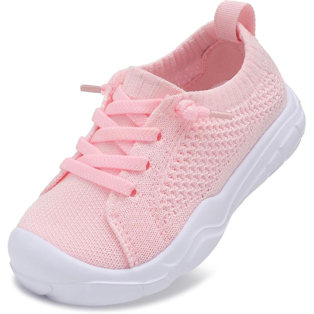 imageLeIsfIt Toddler Shoes Boys Girls Barefoot Shoes Kids Breathable Sneakers Tennis Shoes Slip on ShoesBpink