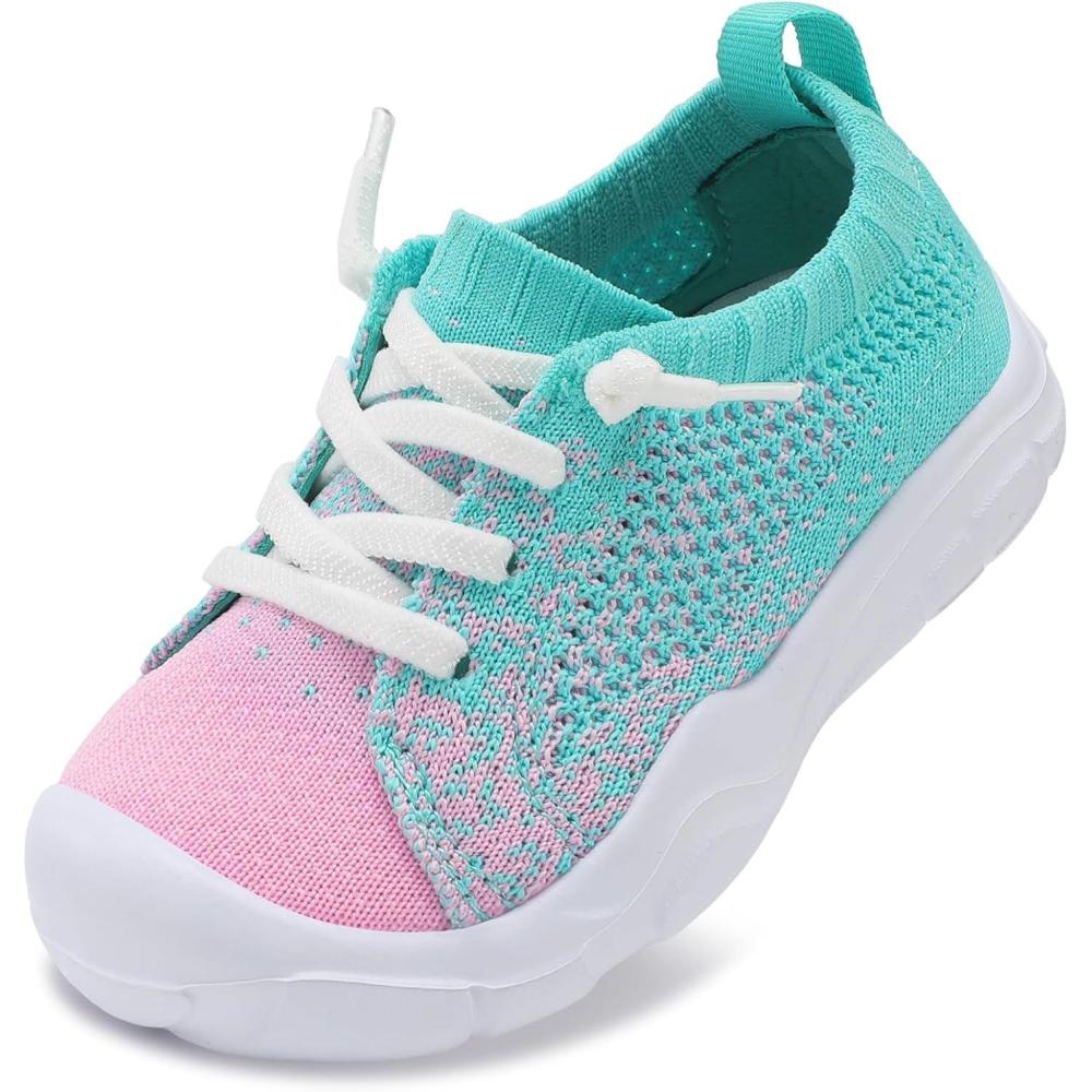 imageLeIsfIt Toddler Shoes Boys Girls Barefoot Shoes Kids Breathable Sneakers Tennis Shoes Slip on ShoesBpinkgreen