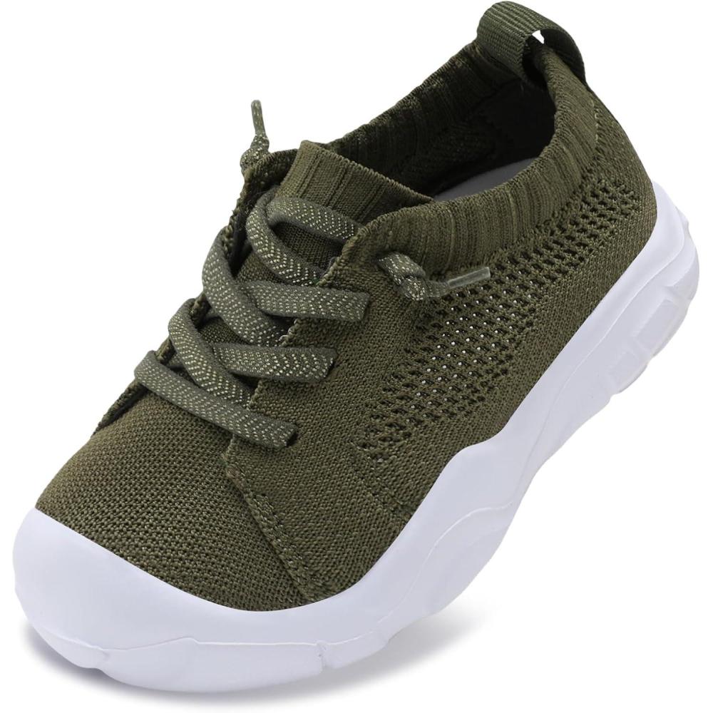 imageLeIsfIt Toddler Shoes Boys Girls Barefoot Shoes Kids Breathable Sneakers Tennis Shoes Slip on ShoesCgreen