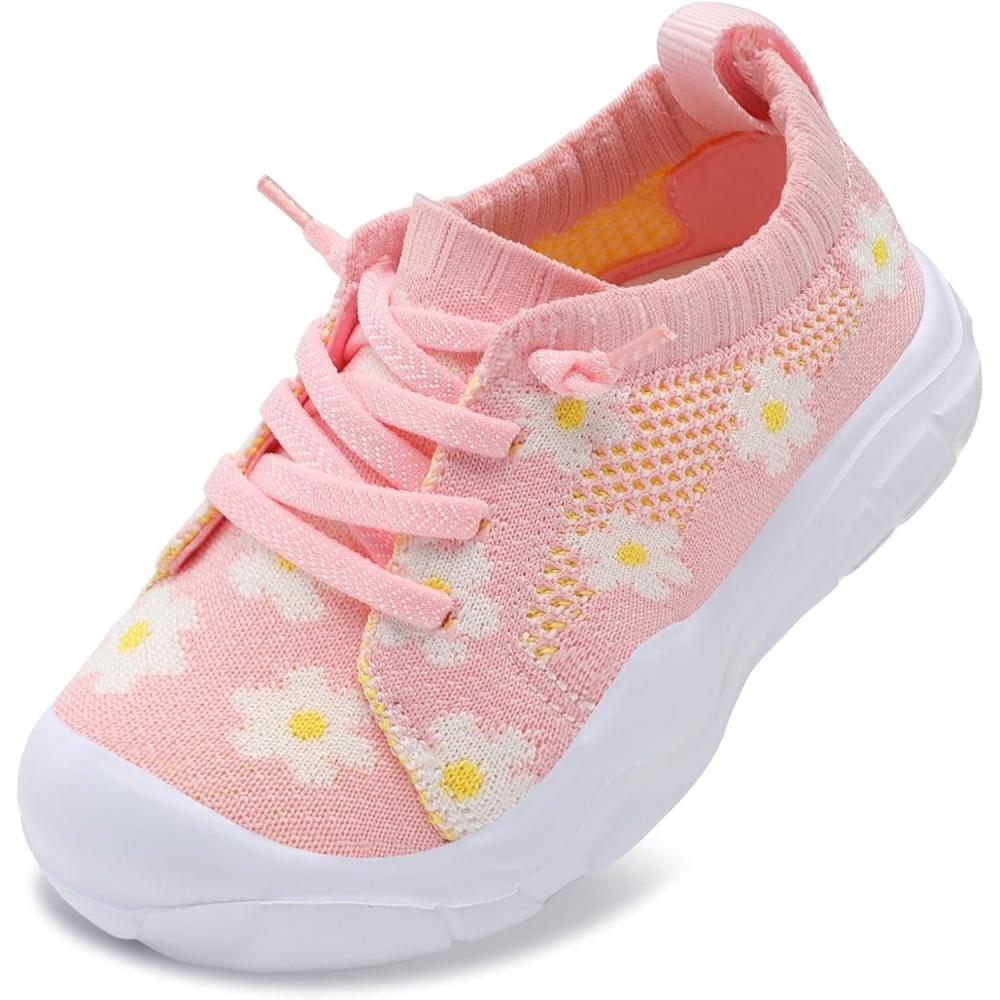 imageLeIsfIt Toddler Shoes Boys Girls Barefoot Shoes Kids Breathable Sneakers Tennis Shoes Slip on ShoesPink Flower