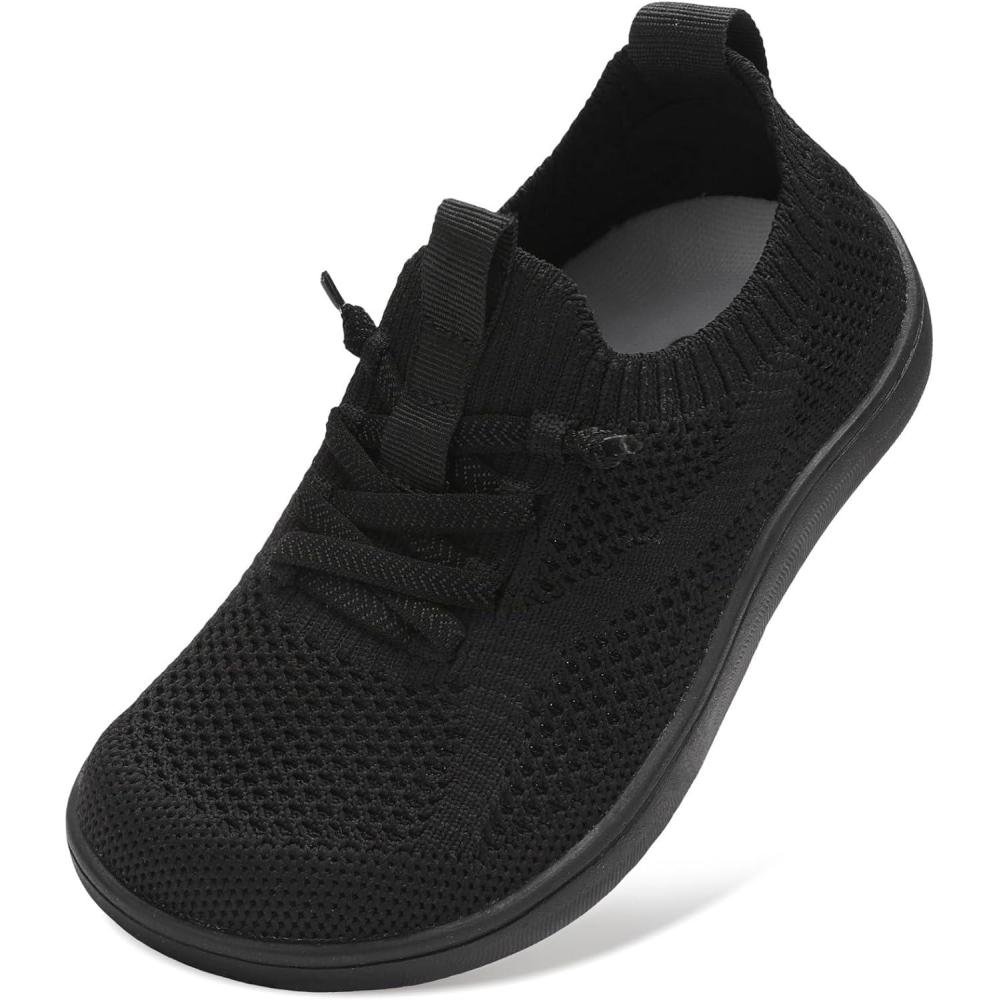imageLeIsfIt Toddler Shoes Boys Girls Wide Slip on Shoes Kids Barefoot Sneakers Breathable Tennis Shoe NonSlip Zero Drop Minimalist SneakersAllblack