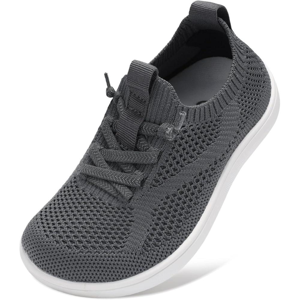 imageLeIsfIt Toddler Shoes Boys Girls Wide Slip on Shoes Kids Barefoot Sneakers Breathable Tennis Shoe NonSlip Zero Drop Minimalist SneakersDarkgrey