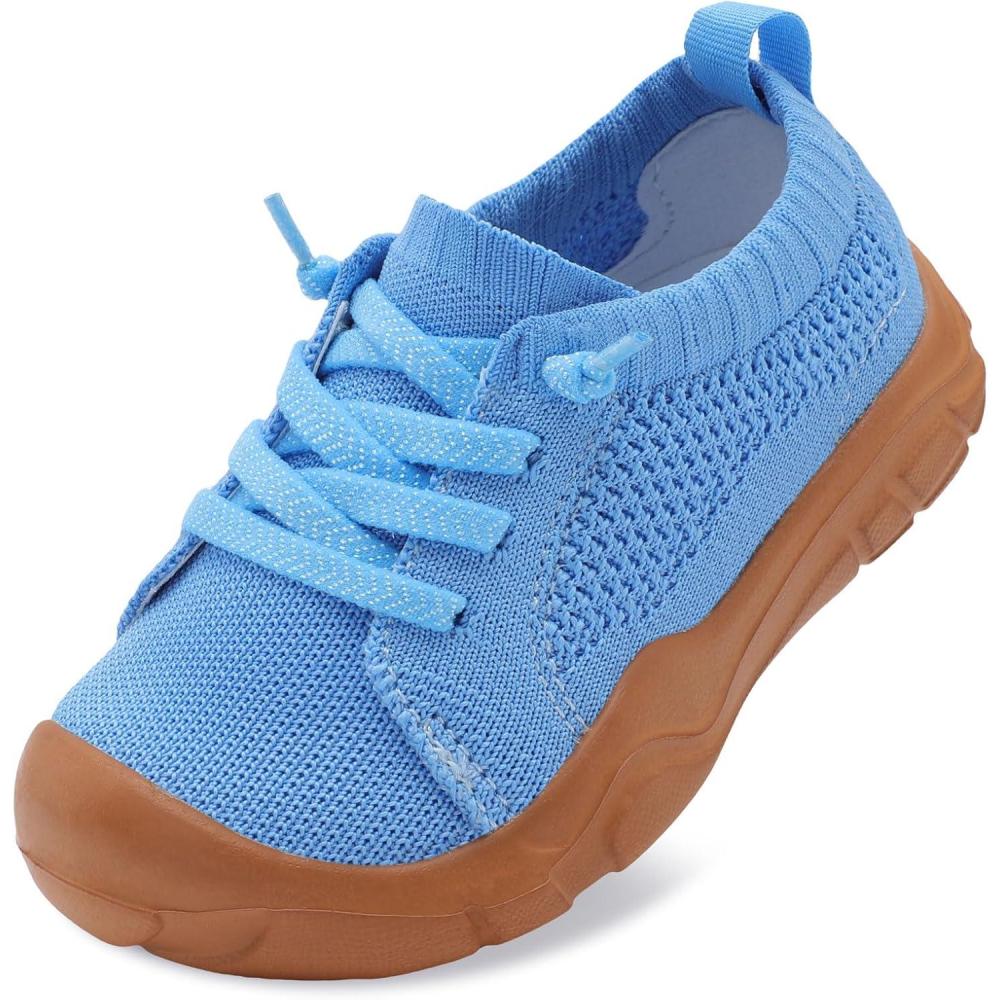 imageLeIsfIt Toddler Shoes Girls Boys Wide Barefoot Shoes Kids Breathable Sneakers Slip on Tennis Shoe Lightweight SneakersLightblue