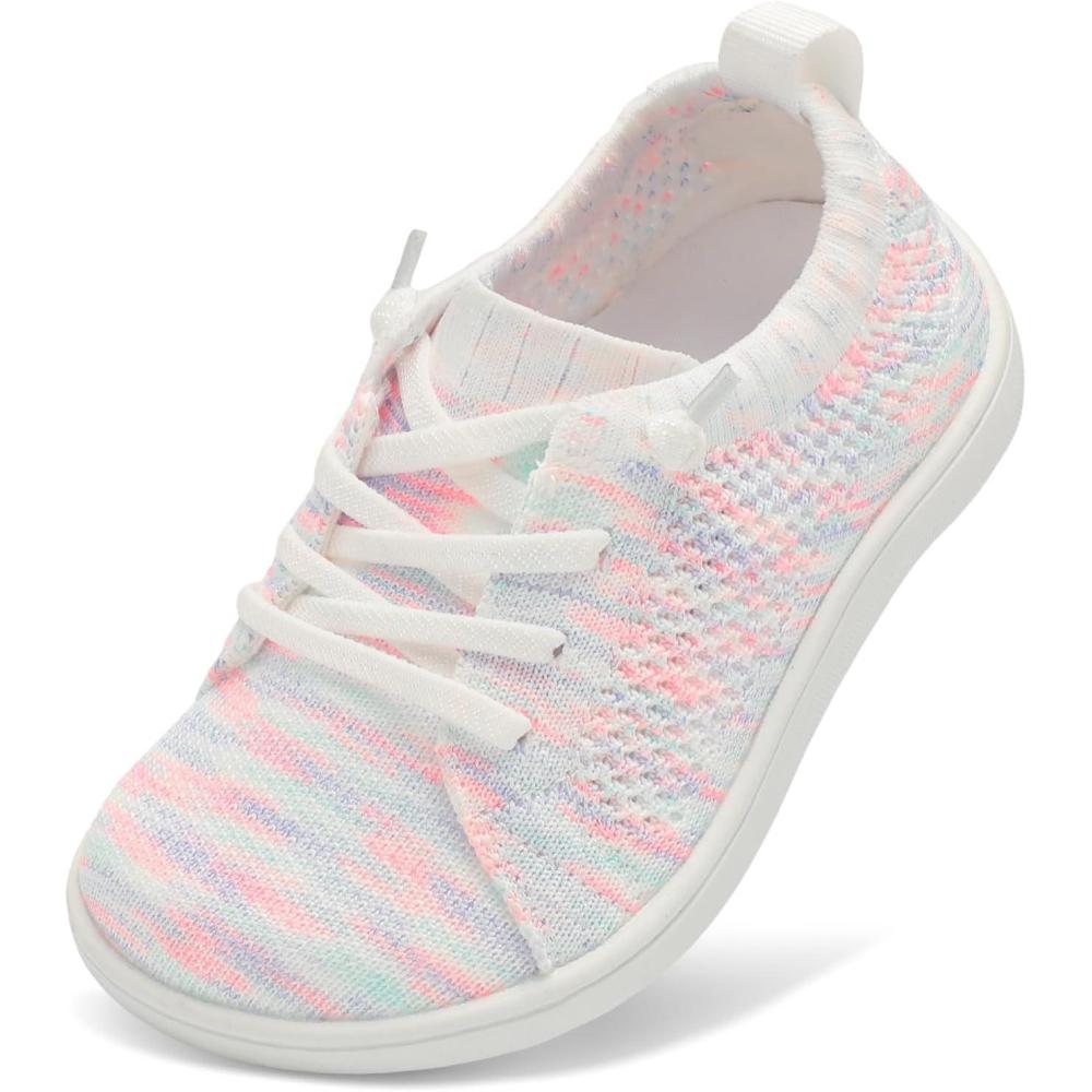 imageLeIsfIt Toddler Shoes Girls Boys Wide Shoes Kids Zero Drop Minimalist Sneakers Barefoot Slip on Tennis SneakersBhswhit