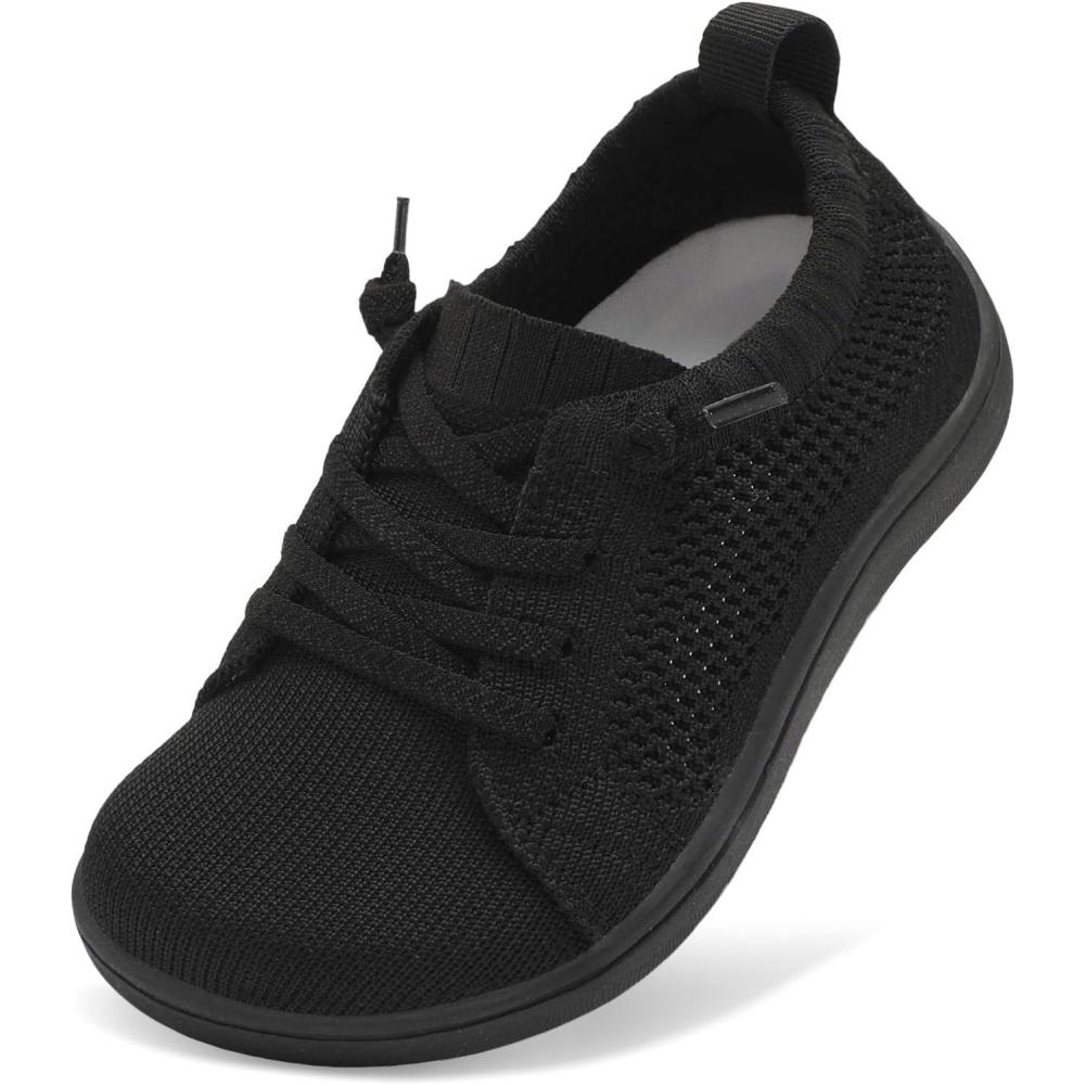 imageLeIsfIt Toddler Shoes Girls Boys Wide Shoes Kids Zero Drop Minimalist Sneakers Barefoot Slip on Tennis SneakersBlack