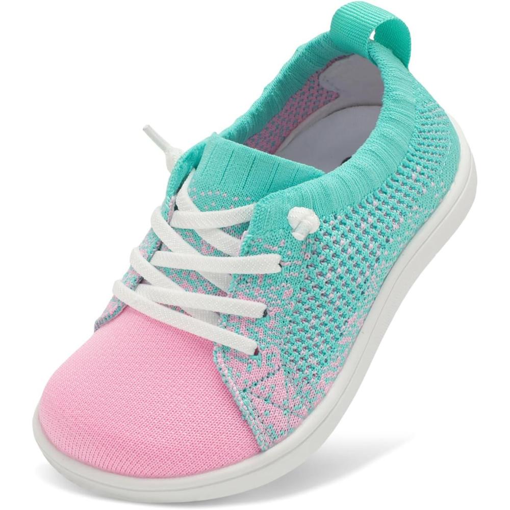 imageLeIsfIt Toddler Shoes Girls Boys Wide Shoes Kids Zero Drop Minimalist Sneakers Barefoot Slip on Tennis SneakersGreenpink