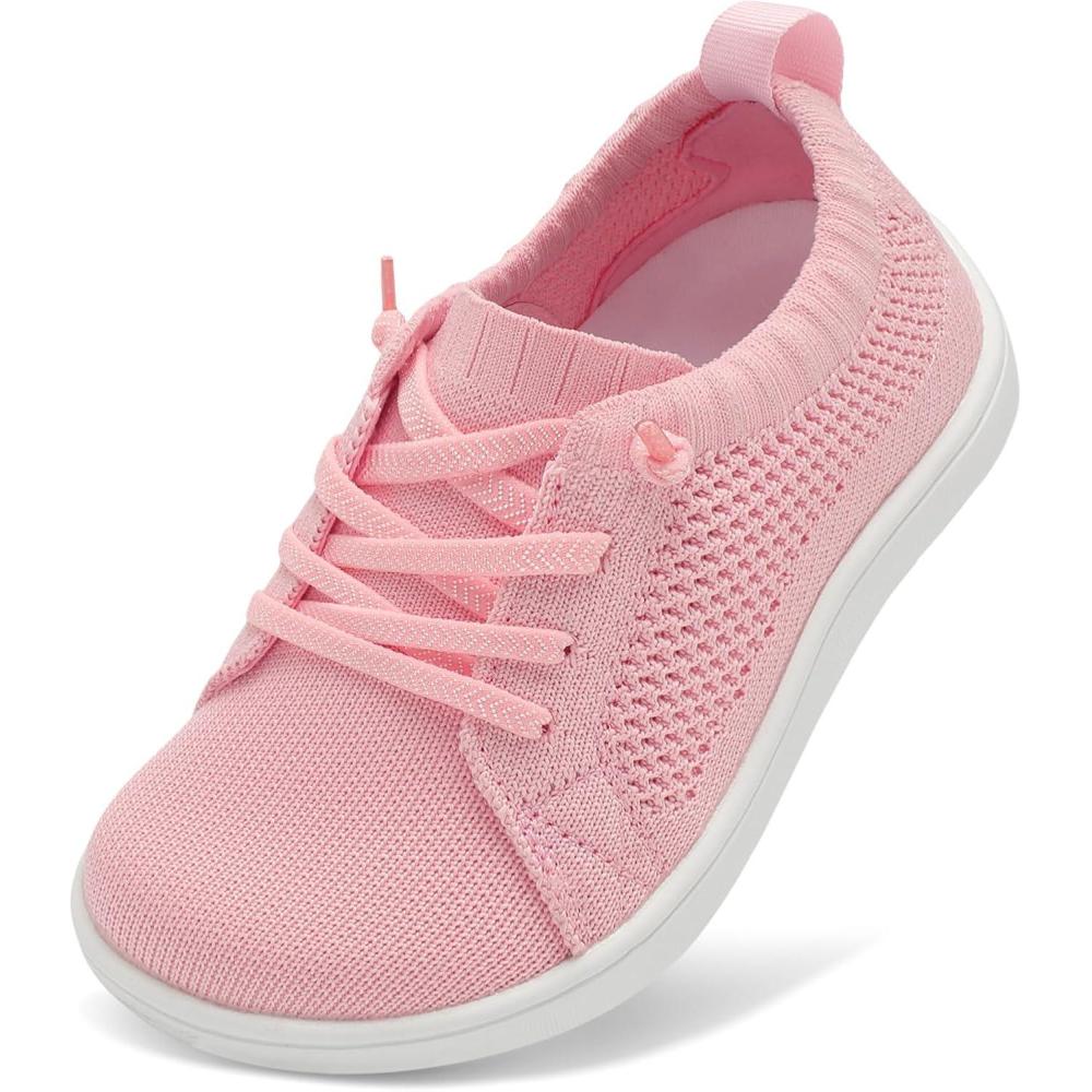 imageLeIsfIt Toddler Shoes Girls Boys Wide Shoes Kids Zero Drop Minimalist Sneakers Barefoot Slip on Tennis SneakersPink
