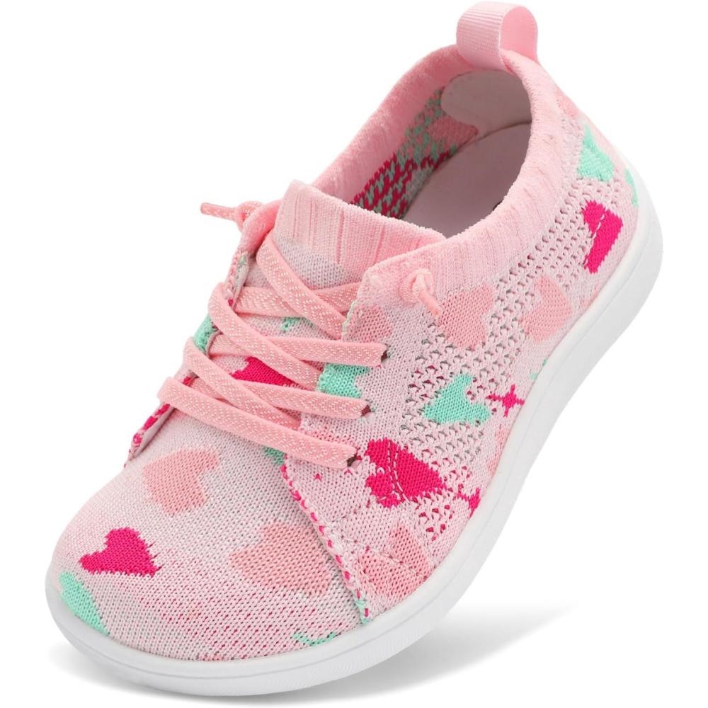 imageLeIsfIt Toddler Shoes Girls Boys Wide Shoes Kids Zero Drop Minimalist Sneakers Barefoot Slip on Tennis SneakersPinklove