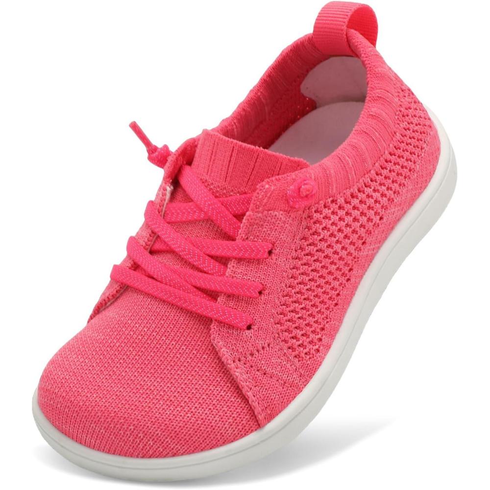 imageLeIsfIt Toddler Shoes Girls Boys Wide Shoes Kids Zero Drop Minimalist Sneakers Barefoot Slip on Tennis SneakersRose