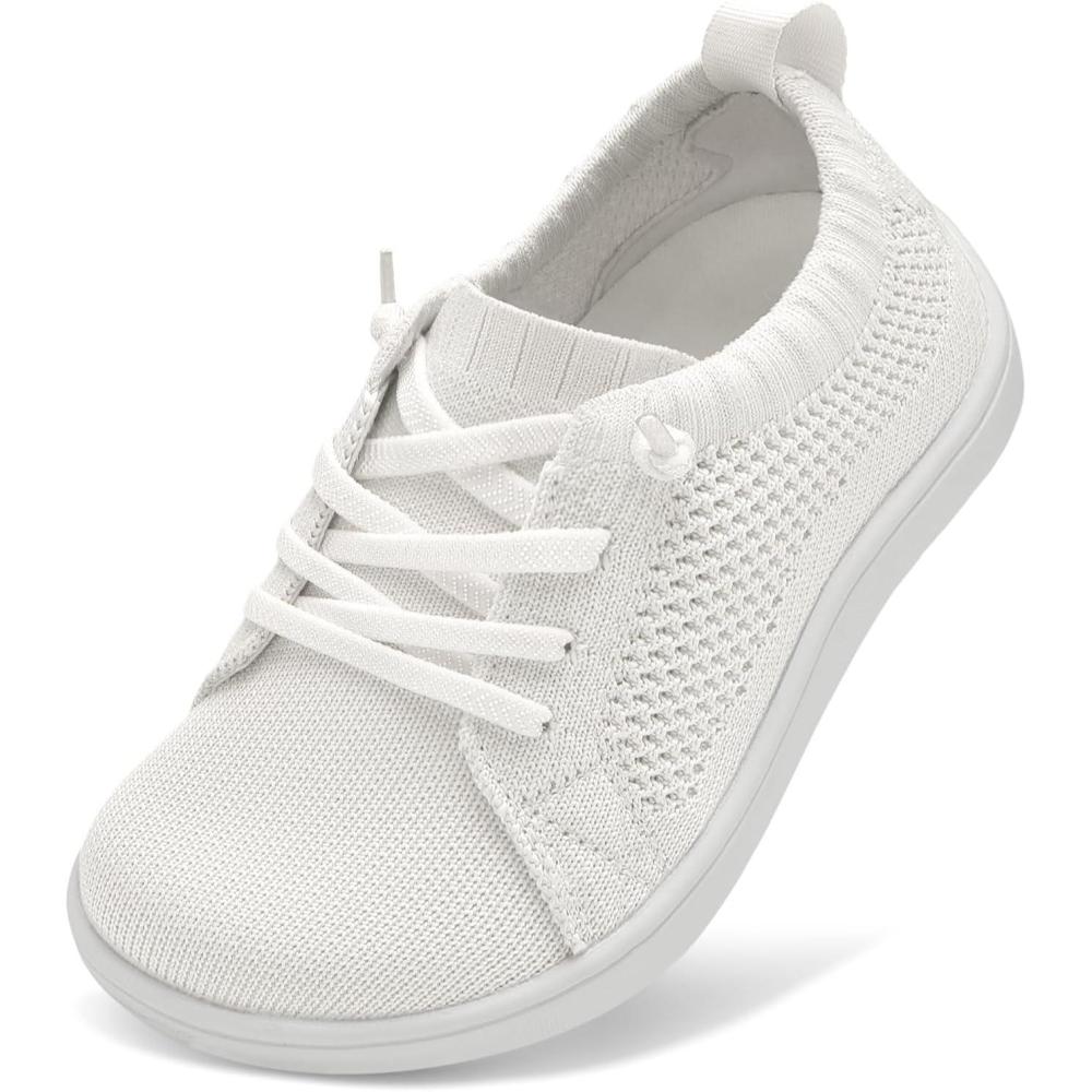 imageLeIsfIt Toddler Shoes Girls Boys Wide Shoes Kids Zero Drop Minimalist Sneakers Barefoot Slip on Tennis SneakersWhite