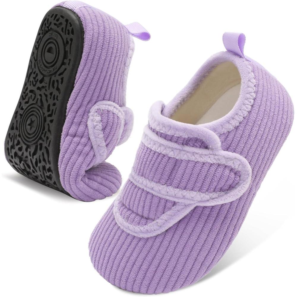 imageLeIsfIt Toddler Slippers Boys Girls House Shoes Soft Warm Kids House Slippers Slip on Cozy Bedroom Sock Shoes Nonslip Indoor Outdoor Slipper ShoePurple