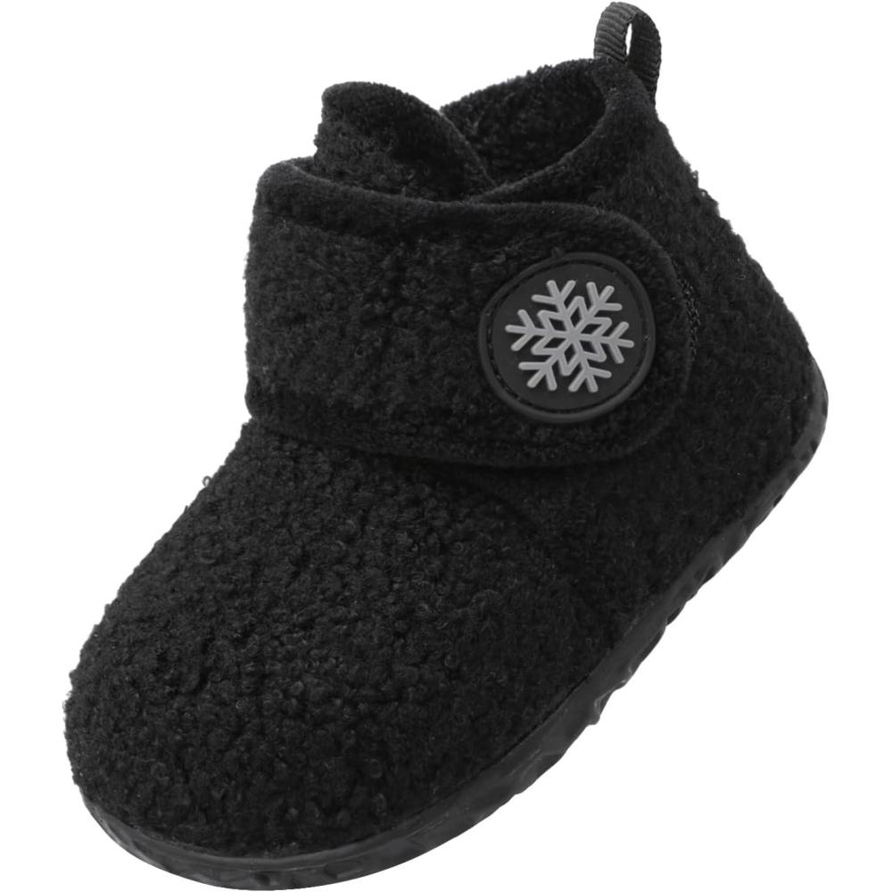 imageLeIsfIt Toddler Slippers Boys Girls House Slippers Kids Winter Boots Warm Lightweight House Shoes Nonslip Indoor Slipper ShoesAblack
