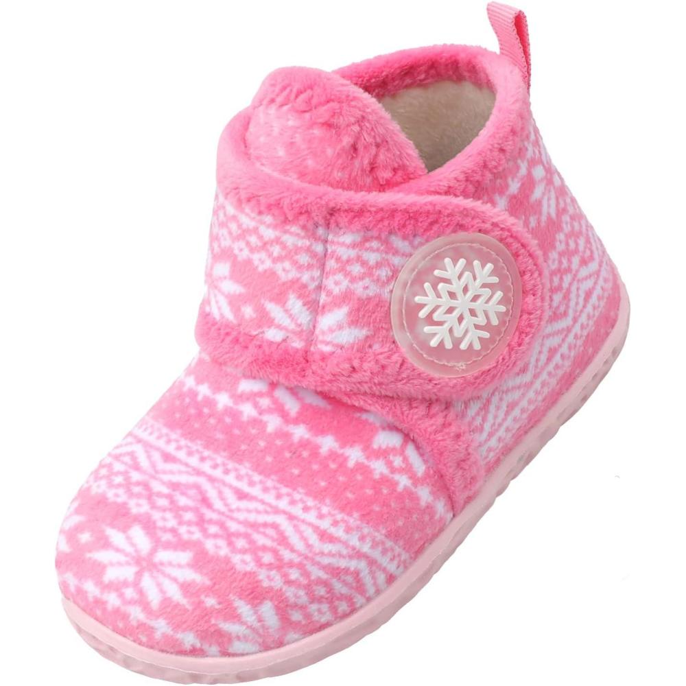 imageLeIsfIt Toddler Slippers Boys Girls House Slippers Kids Winter Boots Warm Lightweight House Shoes Nonslip Indoor Slipper ShoesApinkpattern