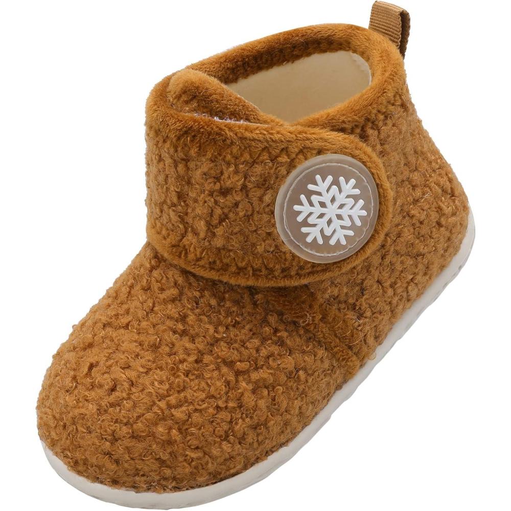 imageLeIsfIt Toddler Slippers Boys Girls House Slippers Kids Winter Boots Warm Lightweight House Shoes Nonslip Indoor Slipper ShoesBdark Brown