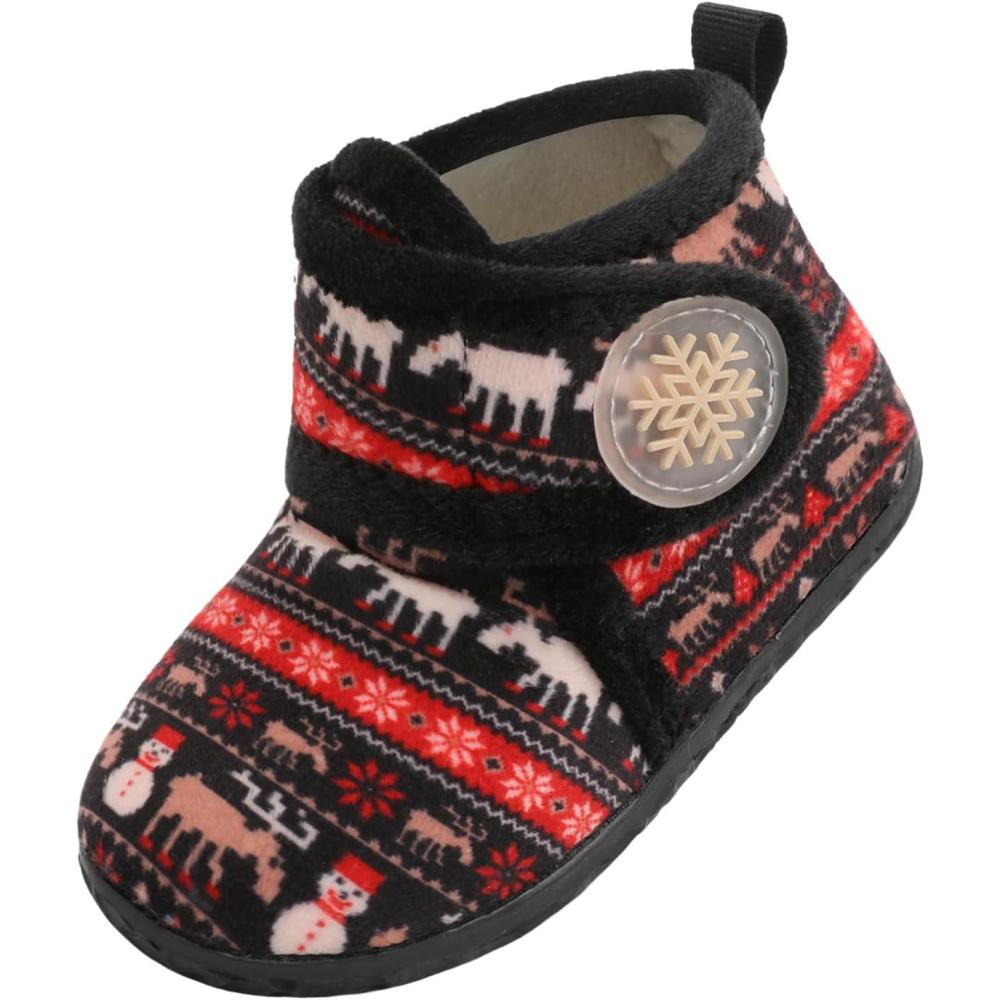 imageLeIsfIt Toddler Slippers Boys Girls House Slippers Kids Winter Boots Warm Lightweight House Shoes Nonslip Indoor Slipper ShoesBlackdeer